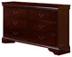 Benzara BM232907 6 Drawers Wooden Dresser With Bracket Feet, Brown