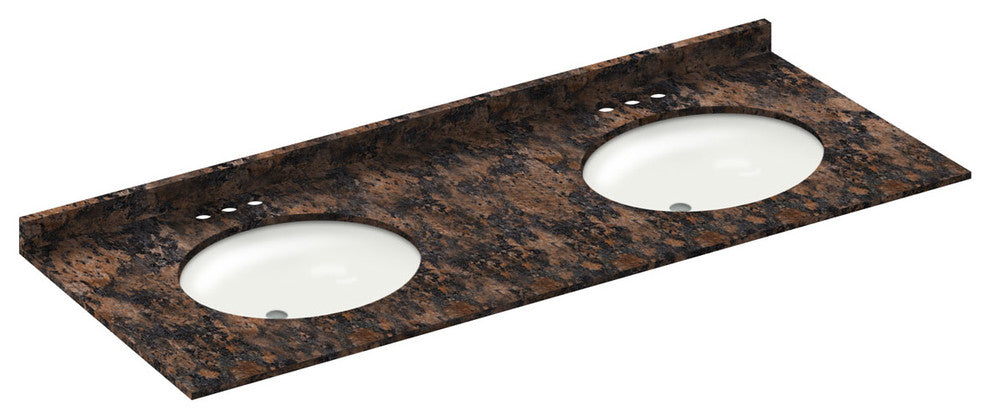 61x22 Baltic Brown Granite Vanity Countertops, 4 Faucet Spread