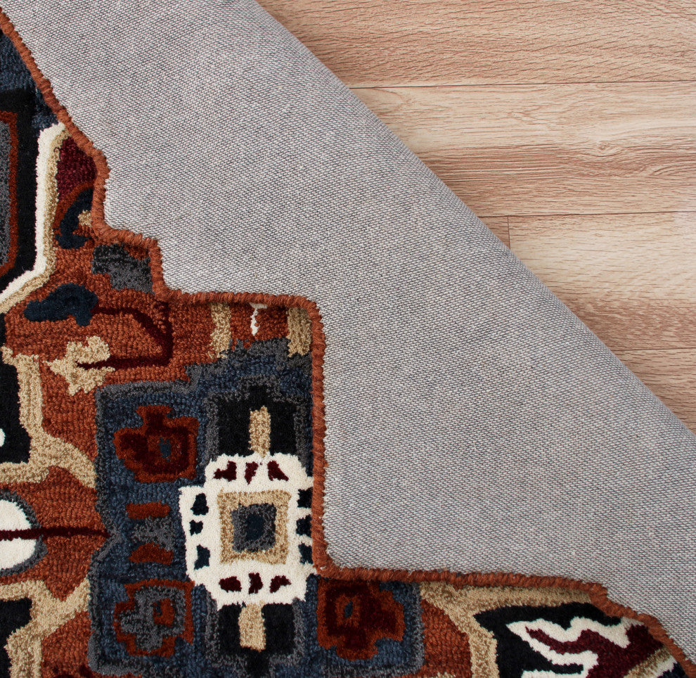 Bold Southwestern Summer Cabin Medallion Shape Rug, 5' Round