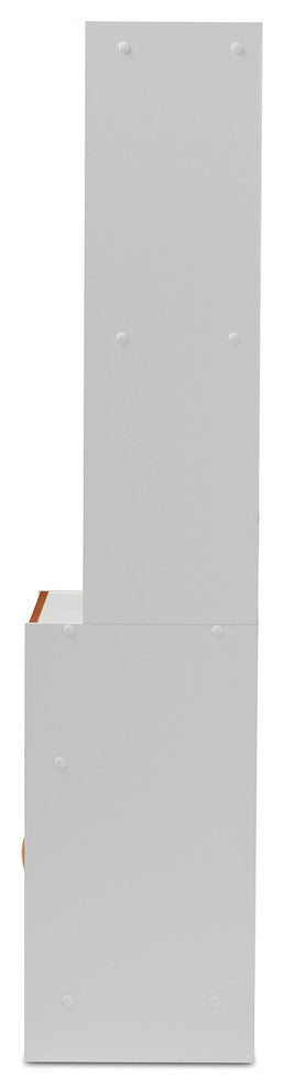 Laurana White and Cherry Kitchen Cabinet and Hutch
