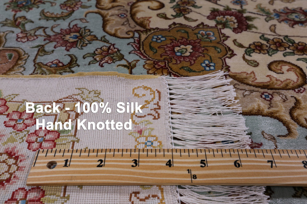 High End Persian 100% Silk Hand Knotted Rug6' 0" X 9' 0'' Q4810