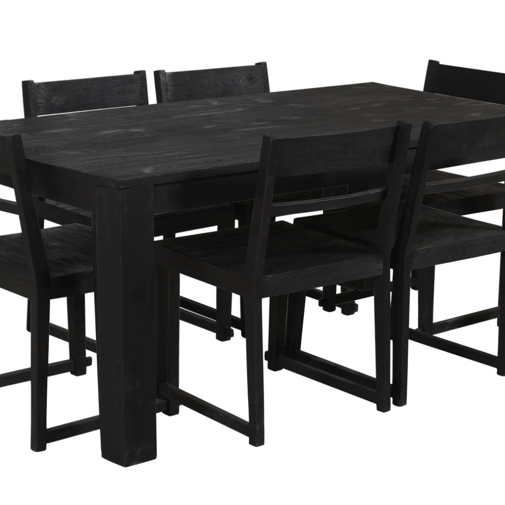 72" Dark Gray Rectangular Solid Wood Dining Table