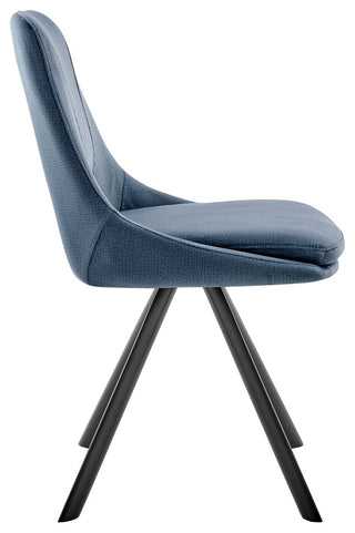 Lexi Dining Room Accent Chair in Blue Velvet and Black Finish - Set of 2