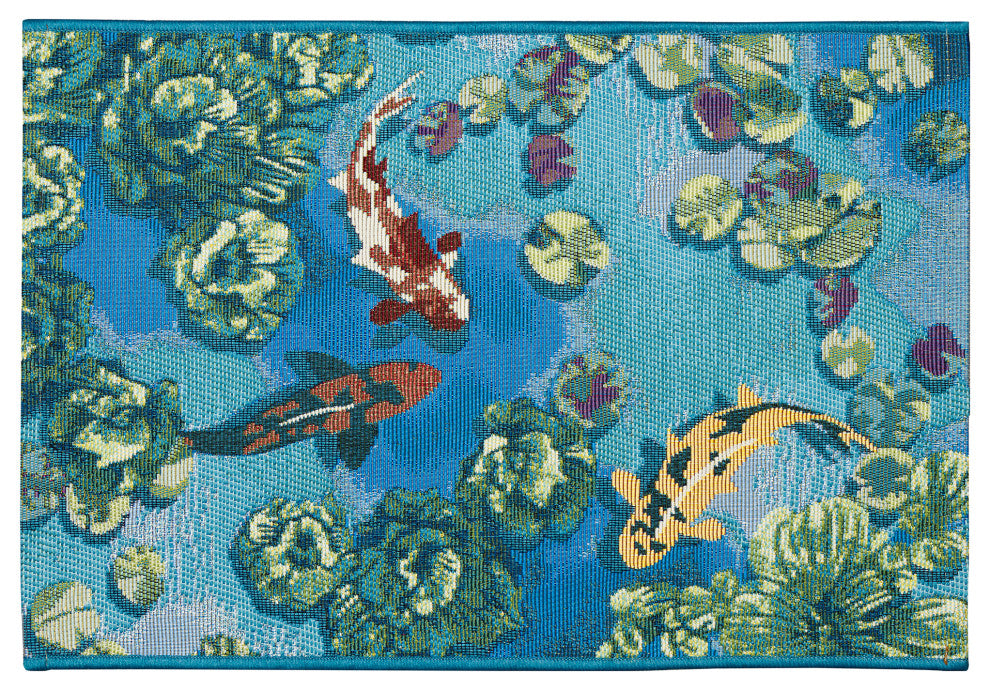 Esencia Koi Pond Indoor/Outdoor Mat Aqua 1'11"x4'11"