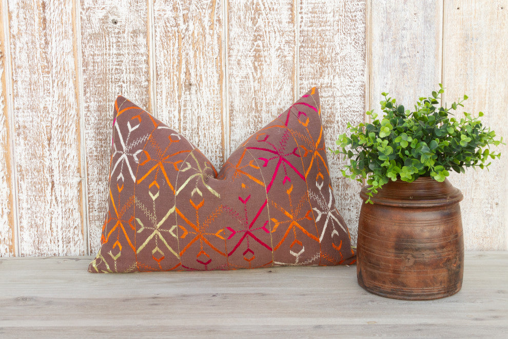 Anya Antique Indian Folk Lumbar Pillow