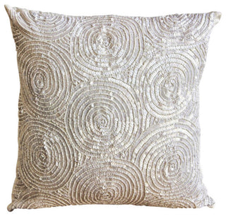Euro Pillow Ivory Euro Pillow Large Art Silk 24x24 Illusion Sequins,Ivory Swirls