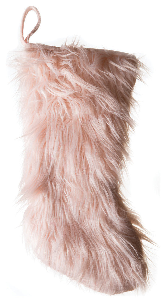 Faux Fur Christmas Stocking, Mongolian Long Hair Pink