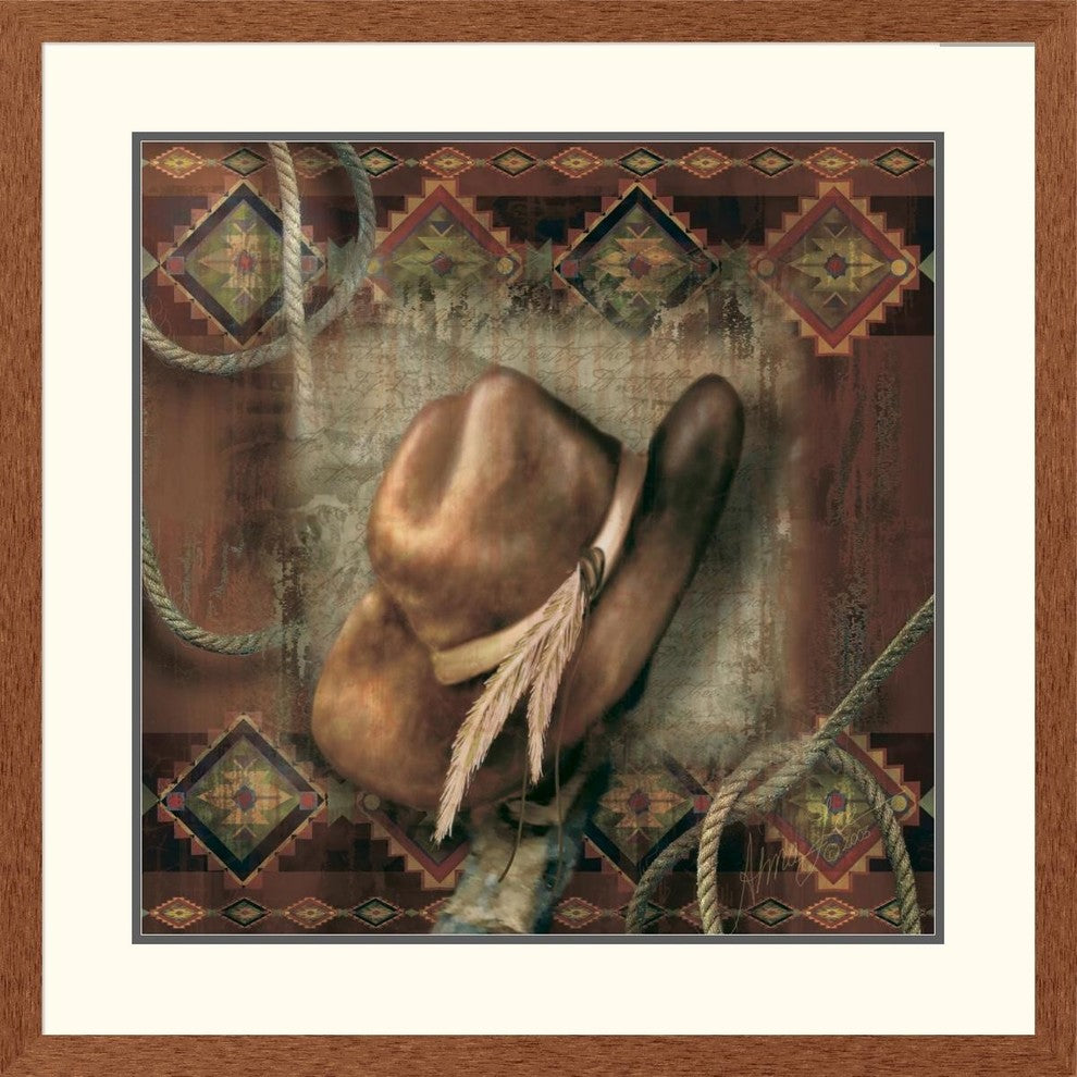 "Western Cowboy Hat" Framed Digital Print by Alma Lee, 33x33"