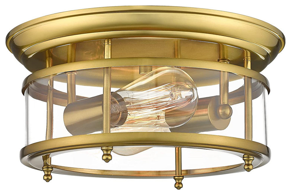 2 Light Ceiling Light, Flush Mount, Gold