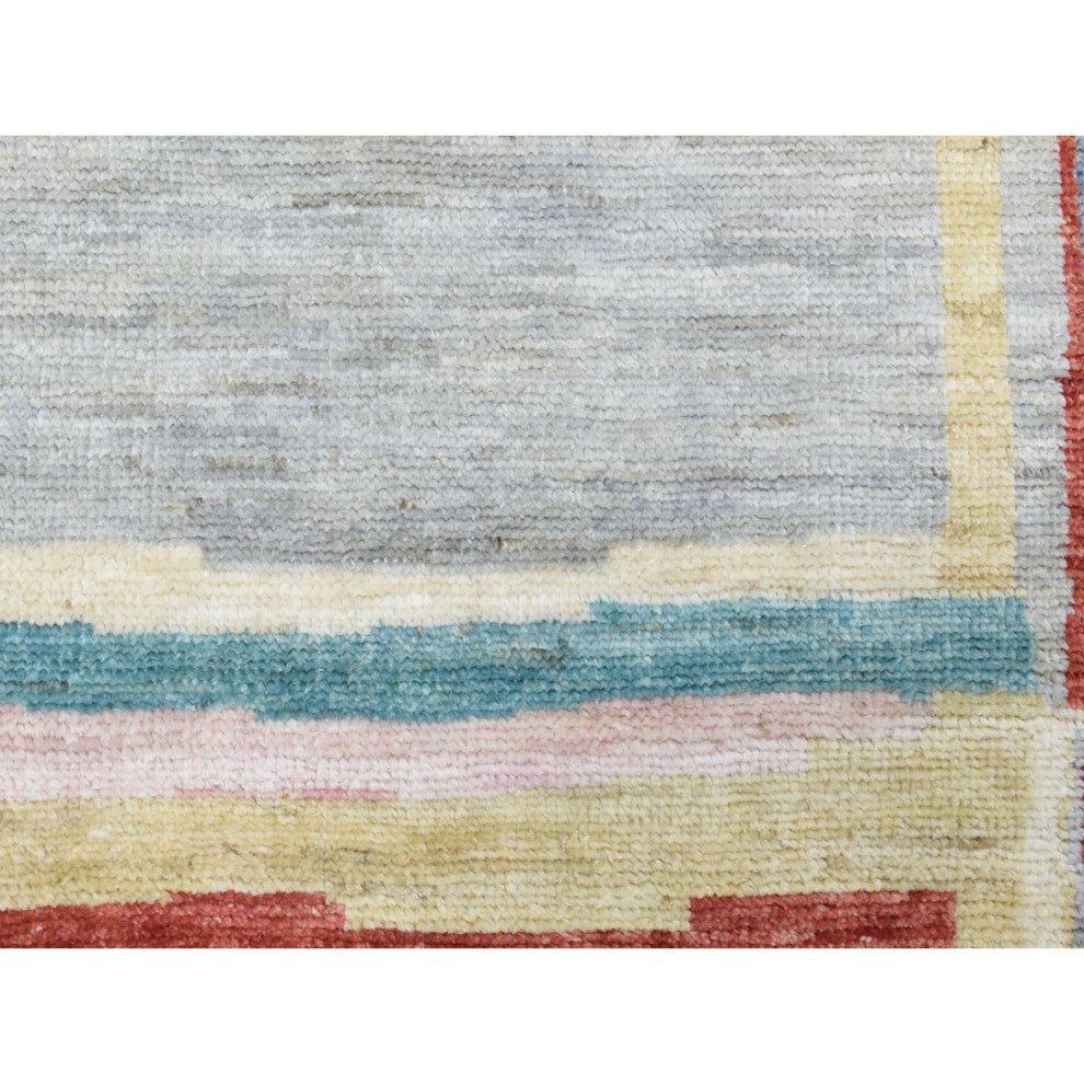 Light Gray, Soft Wool Hand Knotted, Boujaad Moroccan Berber Rug, 8'6"x11'7"