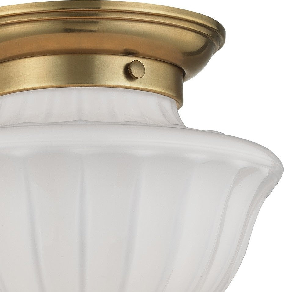 Dutchess 1-Light, Flush Mount, Aged Brass, 9"