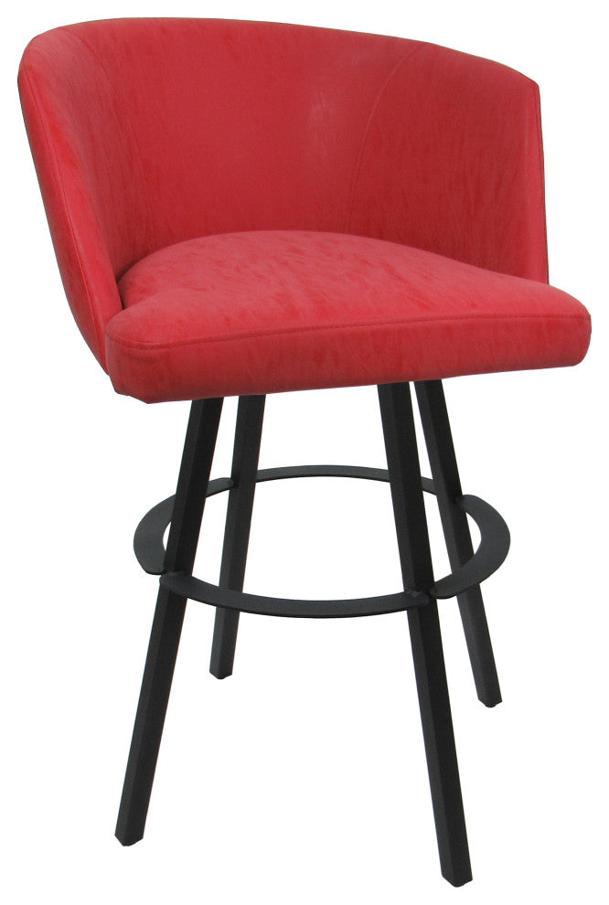 Swivel Metal Bar Stool Joey on Warren Base, Ruby Vinyl Gray, 34"