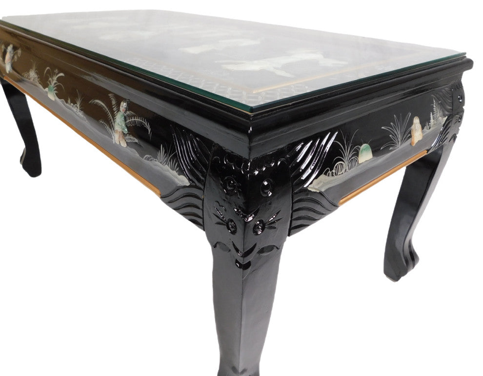 Ball and Claw Lacquer Mother of Pearl Inlaid Dragon Coffee Table