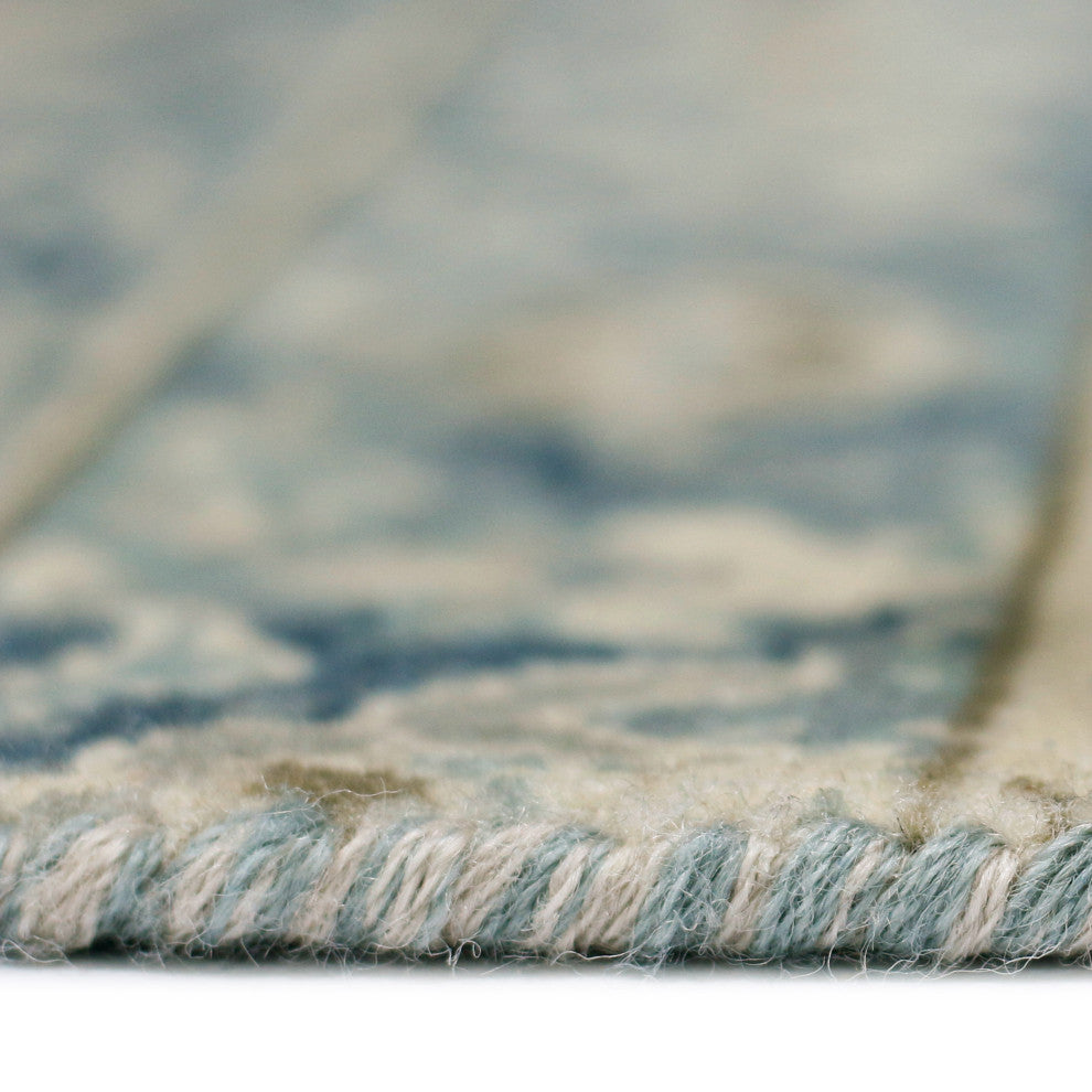 Vintage Pagota Area Rug, Blue, 9' x 12', Bordered