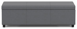 Avalon Extra Large Storage Ottoman Bench, Stone Grey