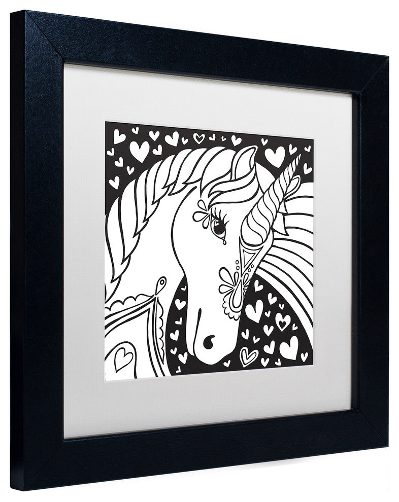 Hello Angel ''Sweet Unicorn'' Art, Black Frame, White Mat, 11x11