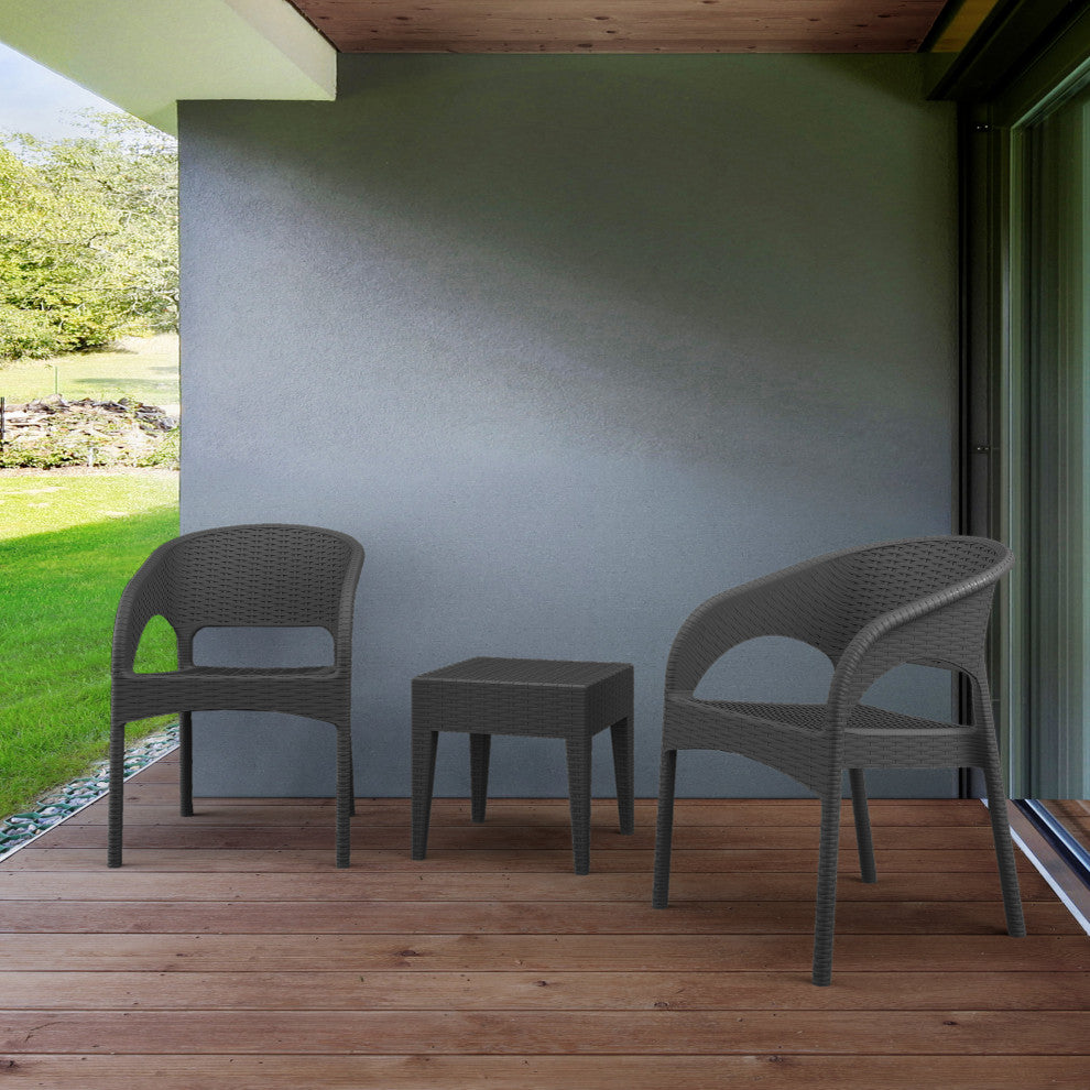 Compamia Panama 3-Piece Patio Seating Set, Dark Gray