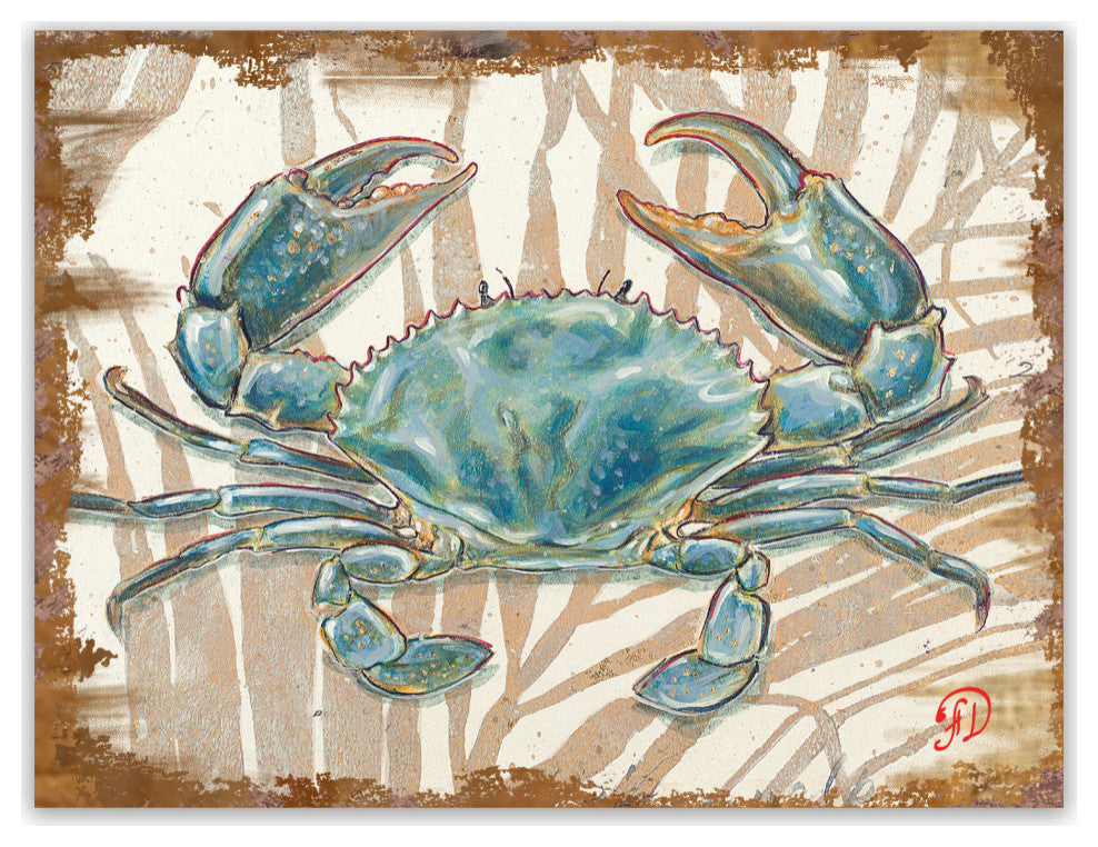 Scenic Crab Wooden Block, 12 X 9