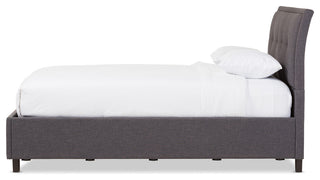 Lea Modern Dark Gray Fabric Queen Size Storage Platform Bed