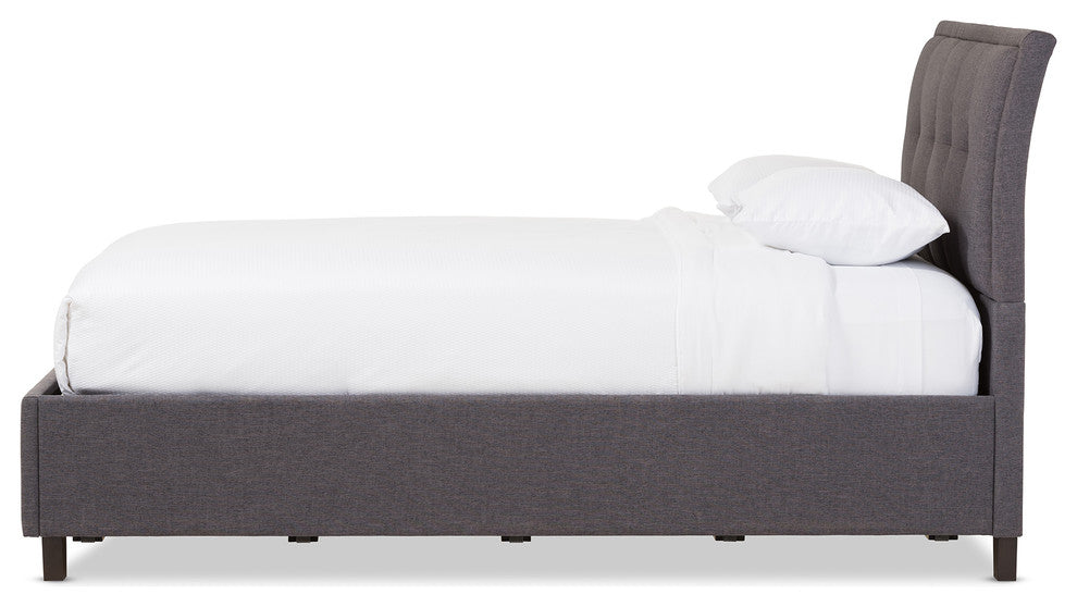 Lea Modern Dark Gray Fabric Queen Size Storage Platform Bed