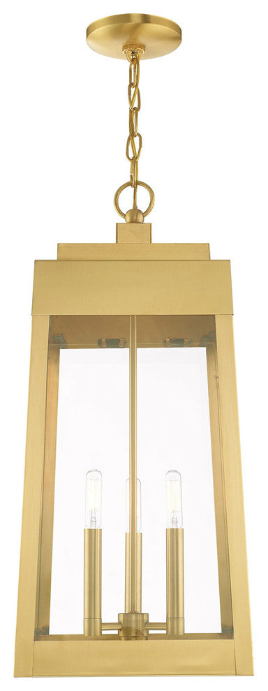 Transitional Outdoor Pendant Lantern, Satin Brass