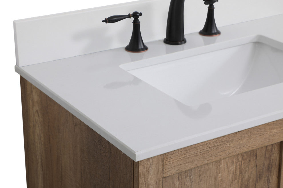 Home Living 30" Single Bathroom Vanity, Natural Oak With Backsplash
