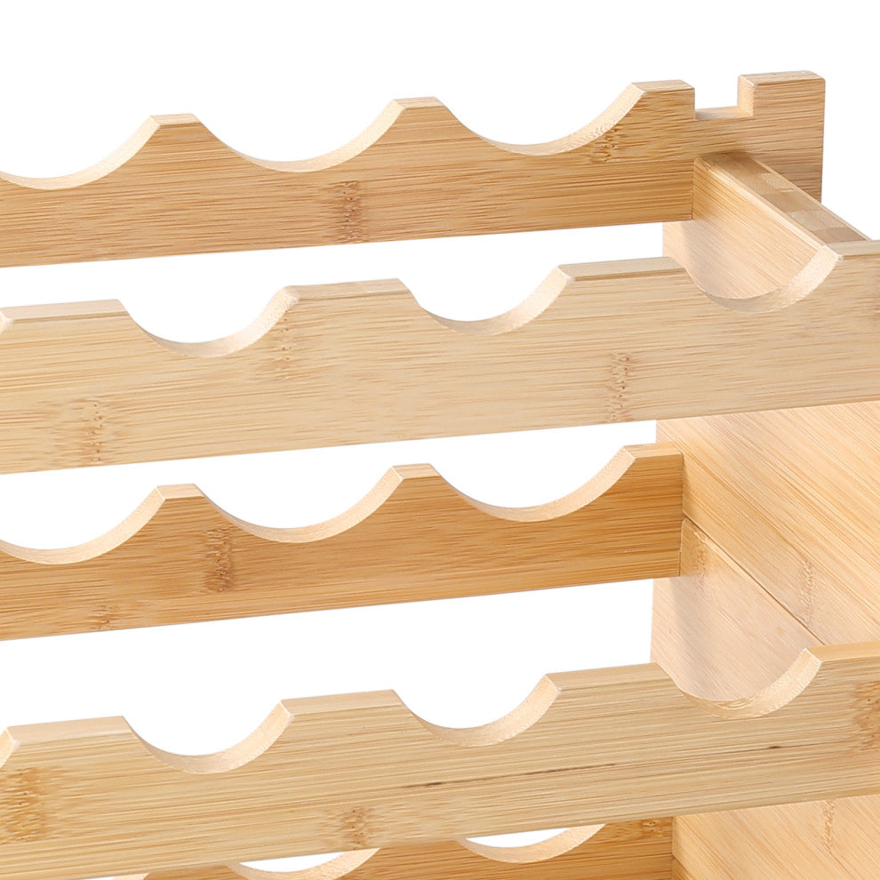 VEVOR Stackable Modular Wine Rack Bamboo Wood Display Shelf, 8 Tier, 72 Bottle
