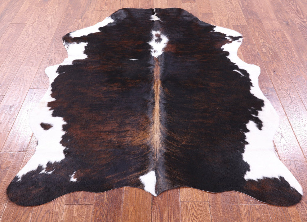 5' 9" X 5' 5" Tricolor Natural Cowhide Rug C1787