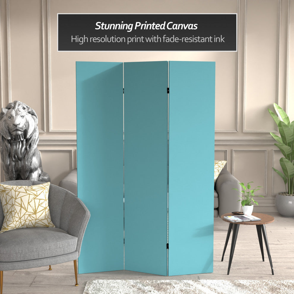 6' Tall Double Sided Teal Canvas Room Divider