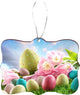 Easter Egg with Pink Spring Flowers Design Rectangle Christmas Tree Ornament