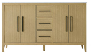 Home Living 60" Double Bathroom Vanity, Honey Brown