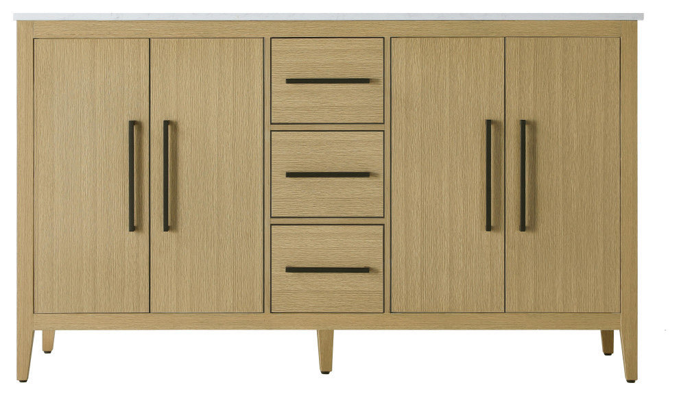 Home Living 60" Double Bathroom Vanity, Honey Brown