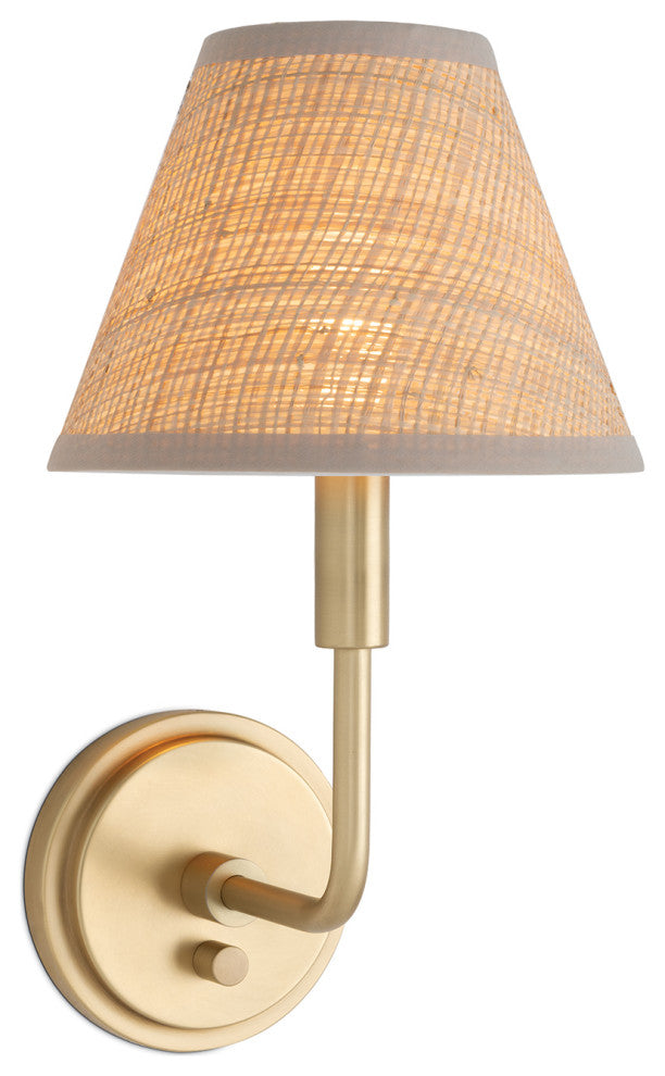 Polly Sconce Single, Natural Brass With Rattan Shade