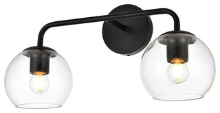 2 Light Black And Clear Bath Sconce