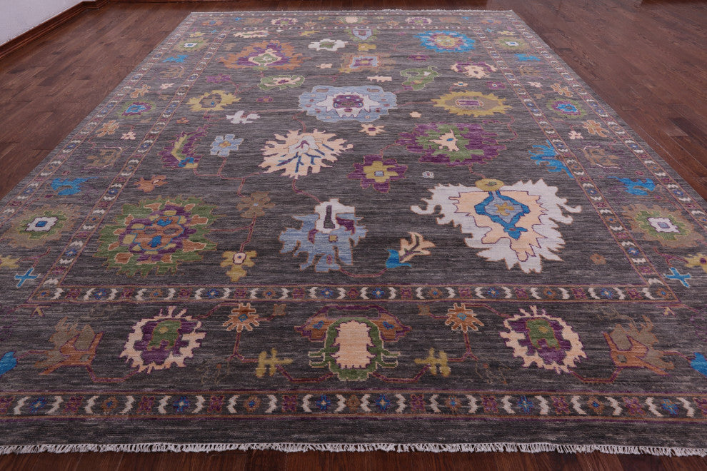 12' 3" X 15' 6" Turkish Oushak Hand-Knotted Wool Rug - Q15832