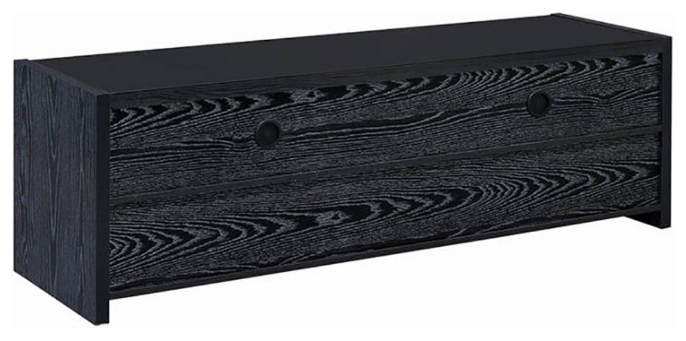 62" TV Console with 3 Drawers, Black Oak