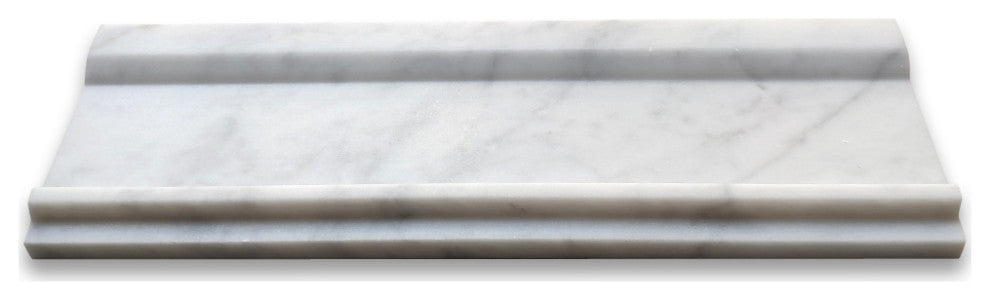 Carrara White Marble 4x12 Plaza Trim Molding Baseboard Edging Honed, 1 piece