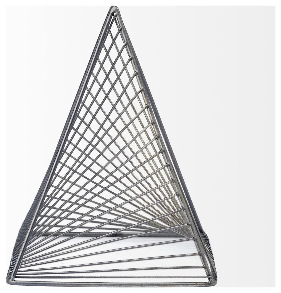 Triangular Metal Blocks Risley Gray Metal Triangular Decorative Object