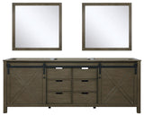 Marsyas 84" Double Vanity, No Top and 34" Mirrors, Rustic Brown