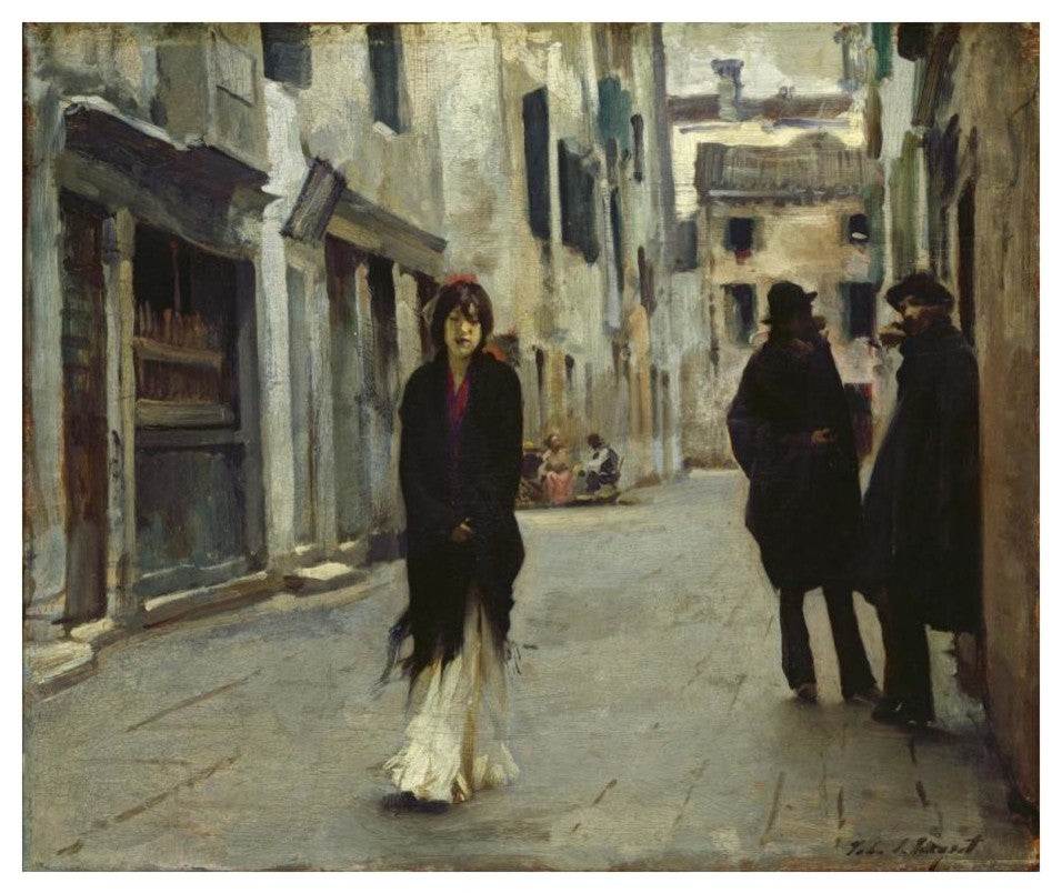 "Street in Venice, 1882" Digital Paper Print by John Singer Sargent, 24"x20"