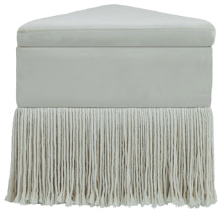 Trivoli Upholstered Ottoman/Stool, Cream, Velvet