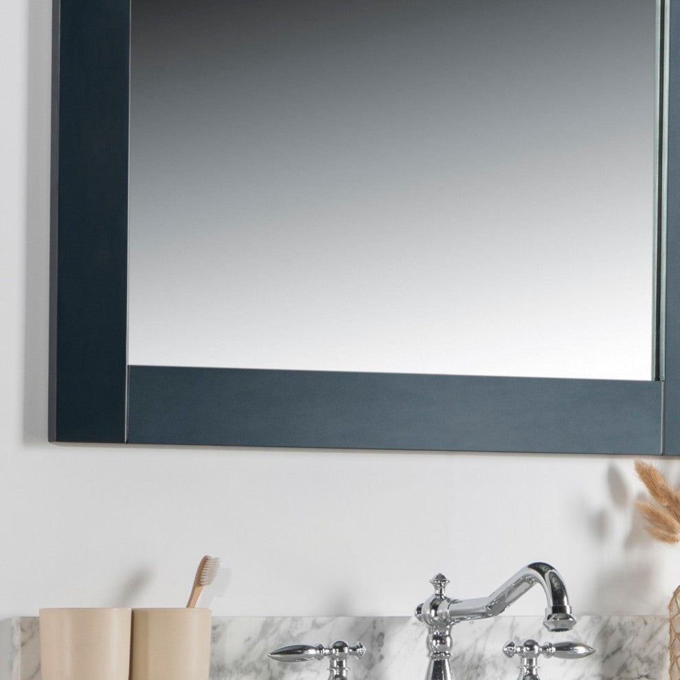 28" Solid Wood Frame Mirror, Dark Gray