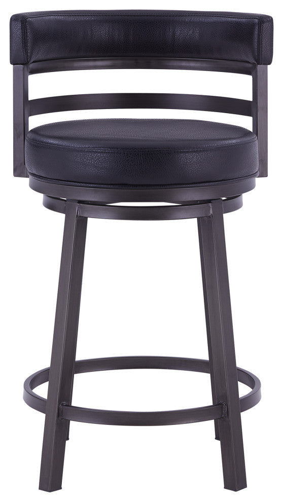 Titana 26" Counter Height Metal Swivel Barstool, Ford Black Pu Mineral Finish