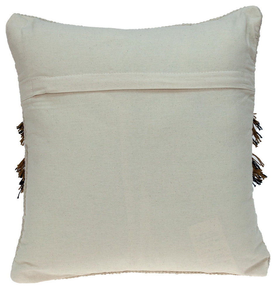 Creamy Beige Textured Throw Pillow