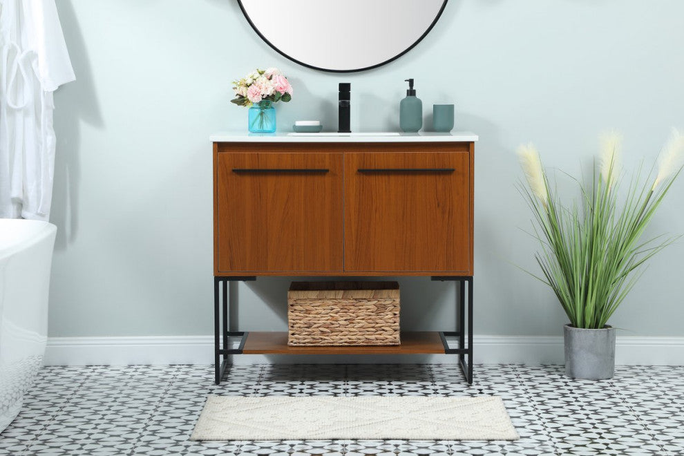 Sue 36" Single Bathroom Vanity, Teak