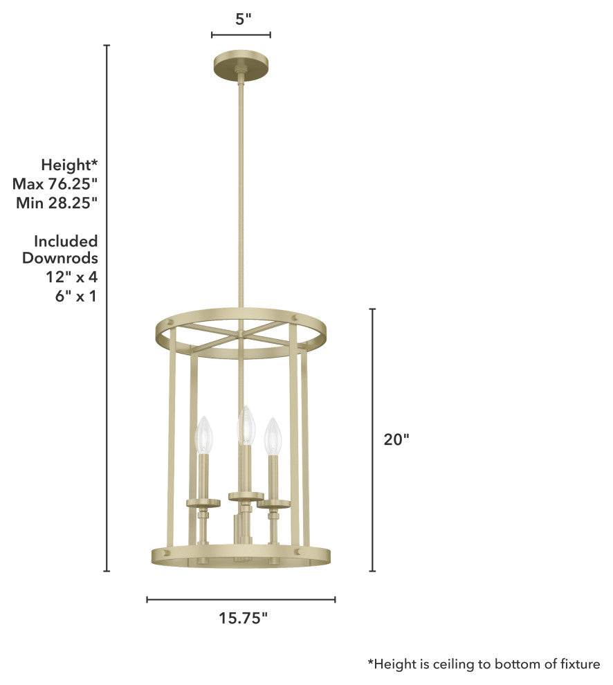 Briargrove Painted Modern Brass 3-Light Chandelier