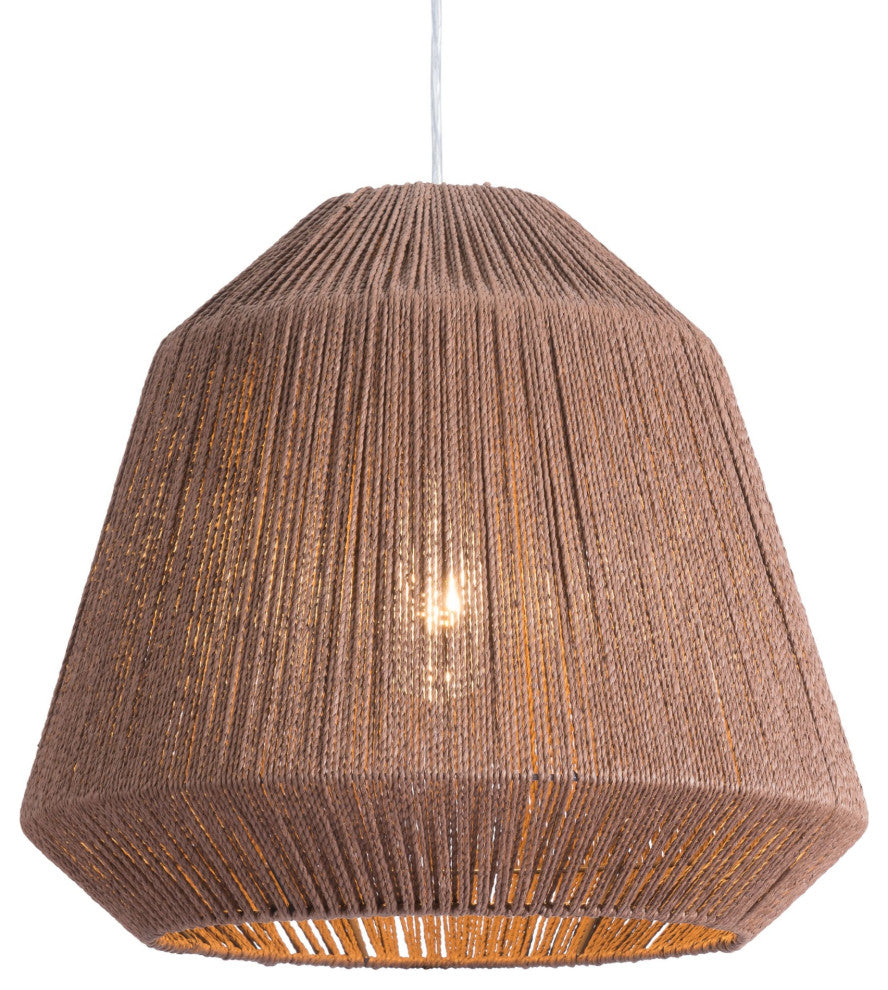 Pendant Ceiling Light Fixture, Steel Metal, Rope, Brown, Kitchen LoungeLobby