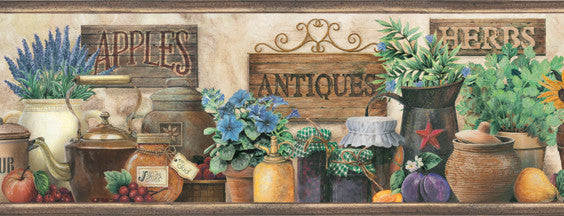 March? Green Antique Herbs Portrait Border Bolt