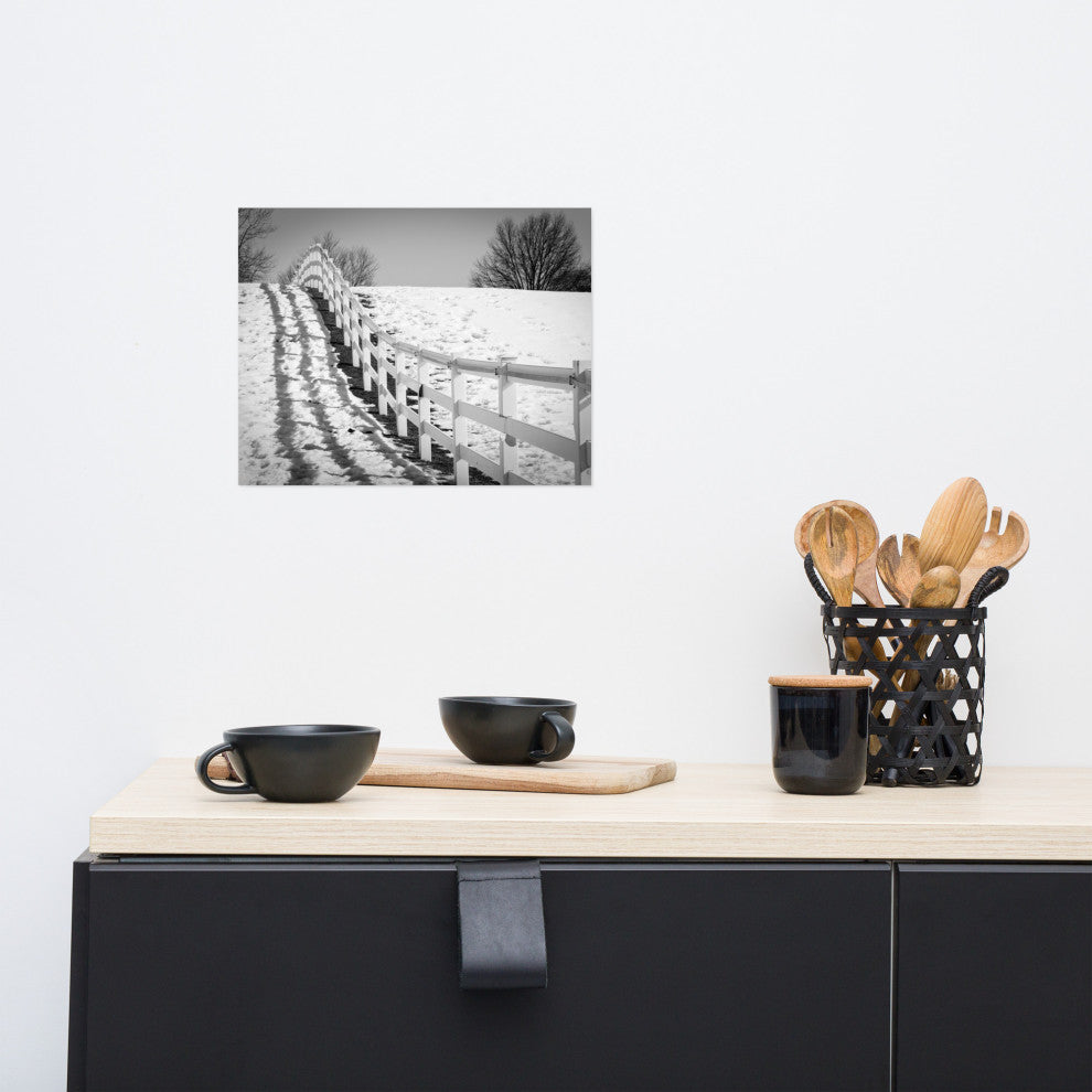 Endless Fences Black and White Landscape Photo Unframed Wall Art Print, 11" X 14"