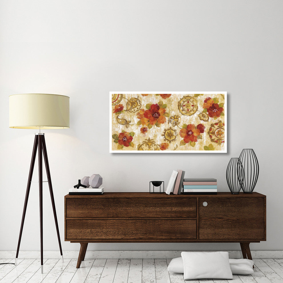 "Hibiscus and Mandala" Digital Paper Print by Silvia Vassileva, 50"x26"